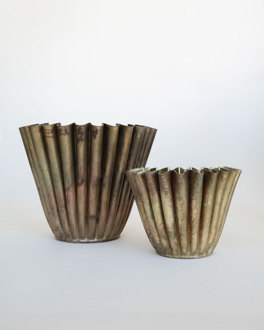 Fluted Brass Planter