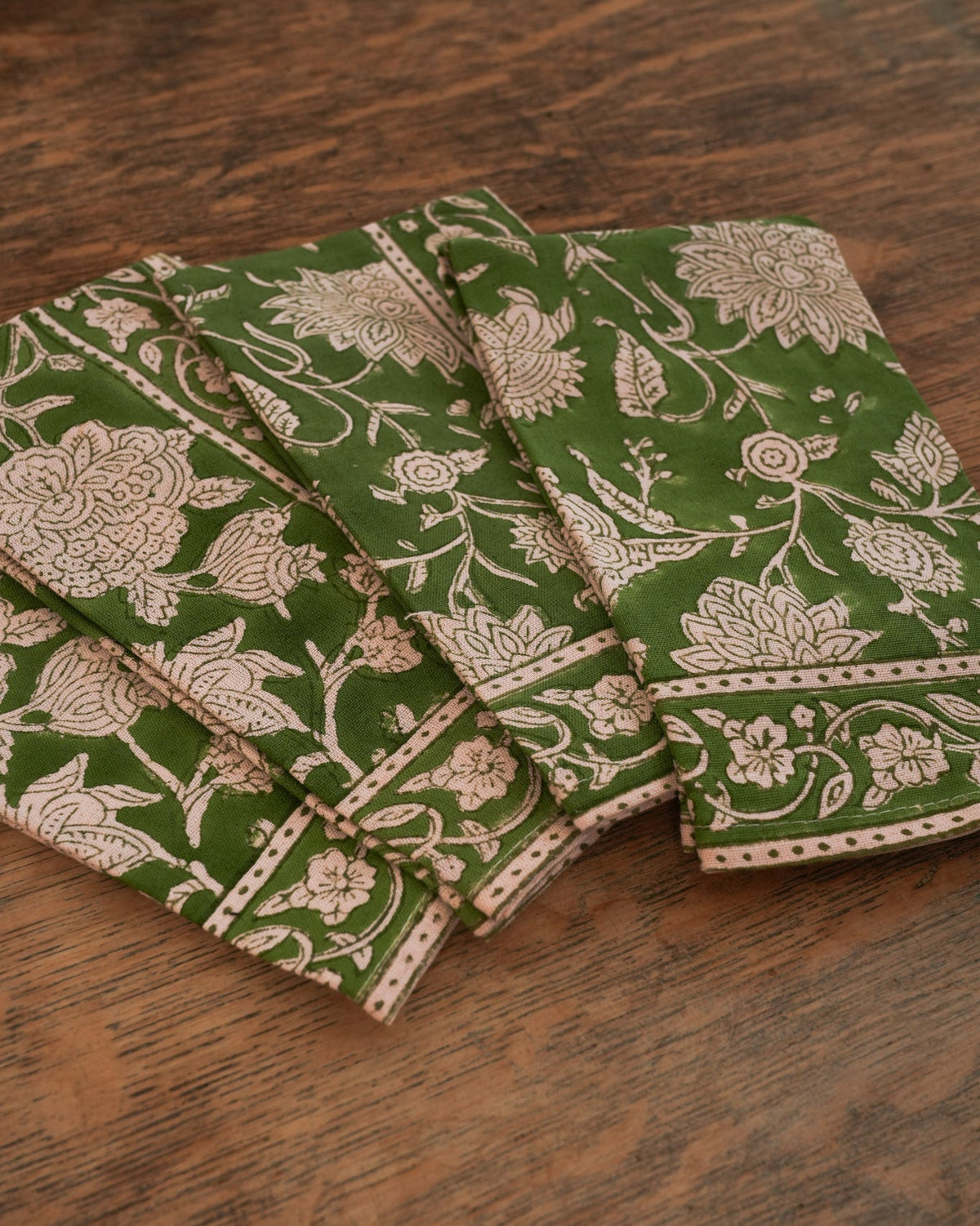 Green & White Floral Napkins