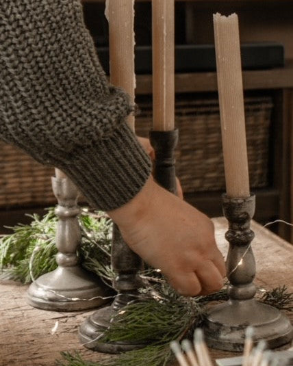 Iron Candle Holder, silver finish