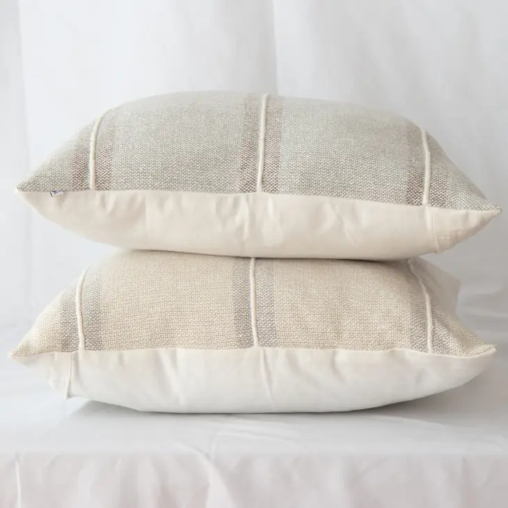 Harlow Striped Textured Pillow Cover Grey