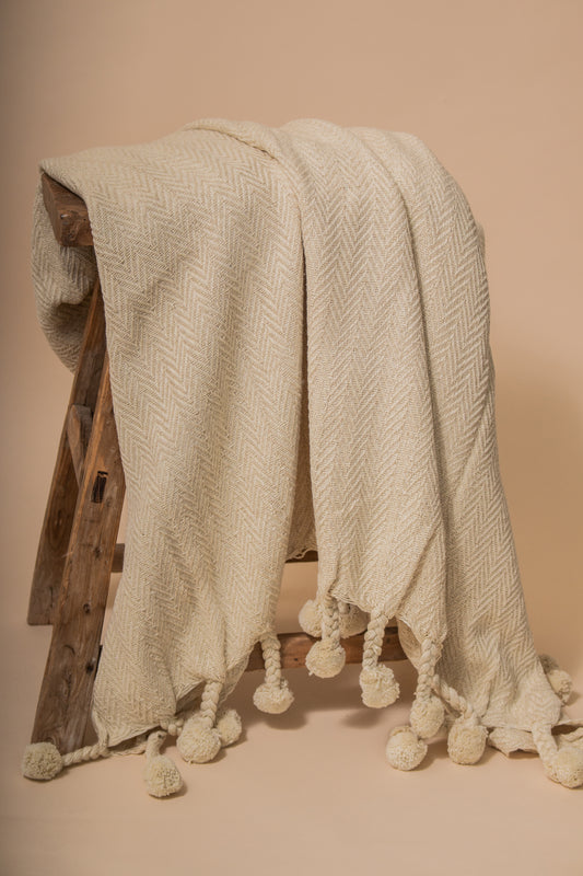 Leslie Throw Blanket- Cream