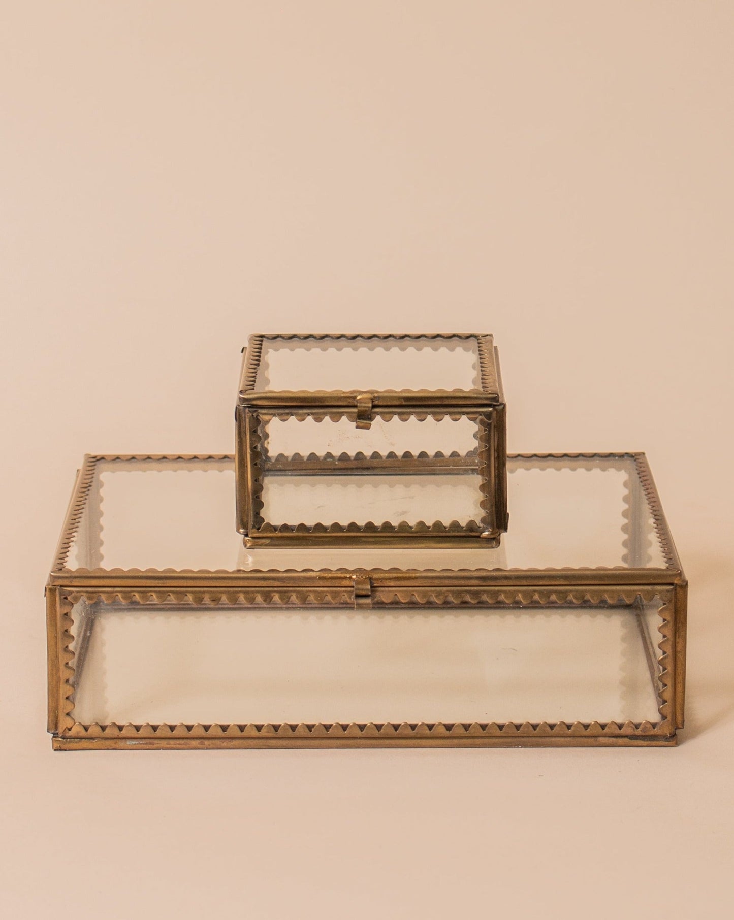 Brass & Glass Display Box w/ Scalloped Edge
