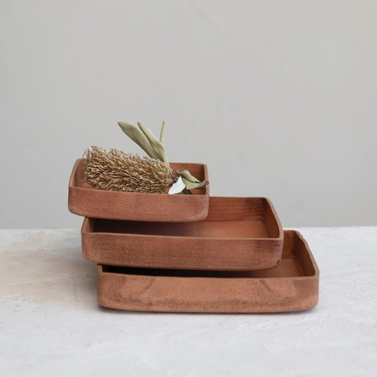 James Leather Nesting Tray Set