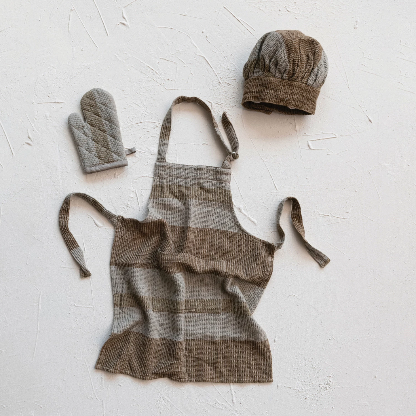 Children's Cooking Set - Brown Waffle Knit