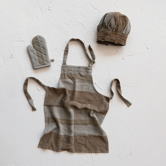 Children's Cooking Set - Brown Waffle Knit