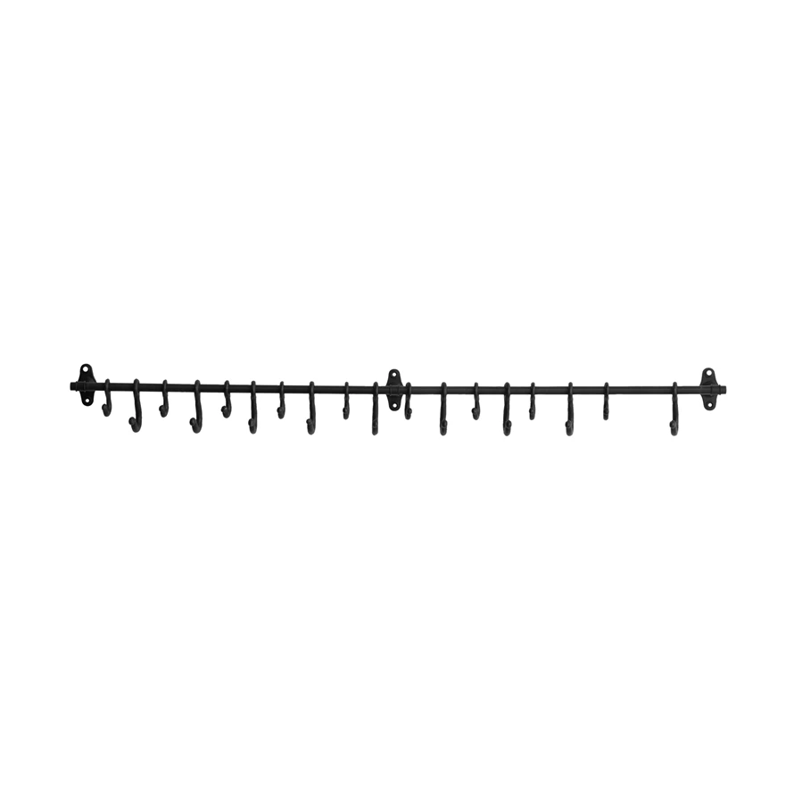 Forged Metal Wall Rod with Hooks