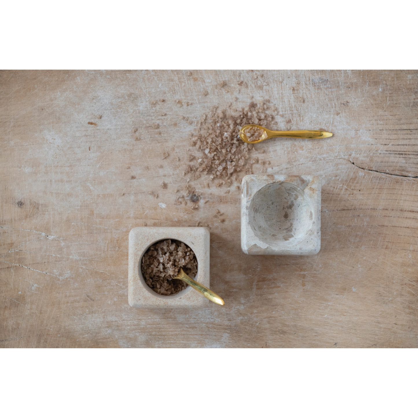 Sandstone Pinch Pots with Brass Spoons