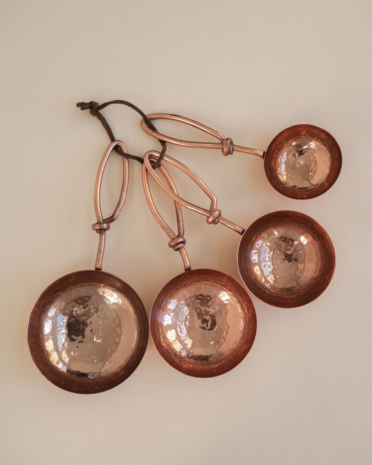 Hammered Stainless Steel Scoops, Copper Finish, Set of 4