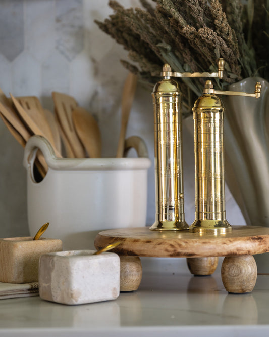 Sandstone Pinch Pots with Brass Spoons