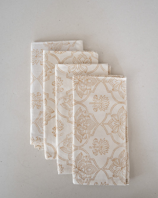 Lotus Block Print Napkins Set