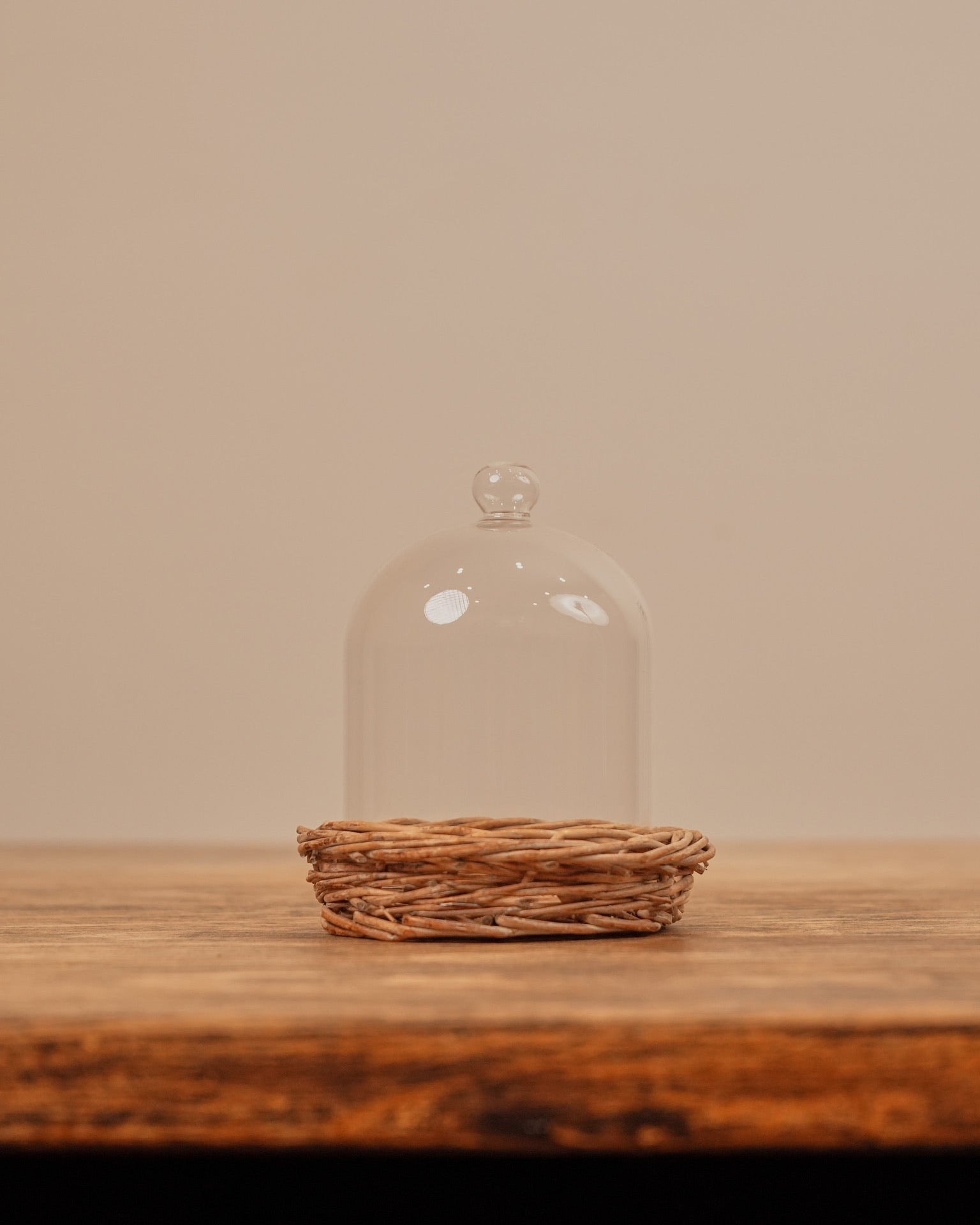 Glass Cloche with Woven Base