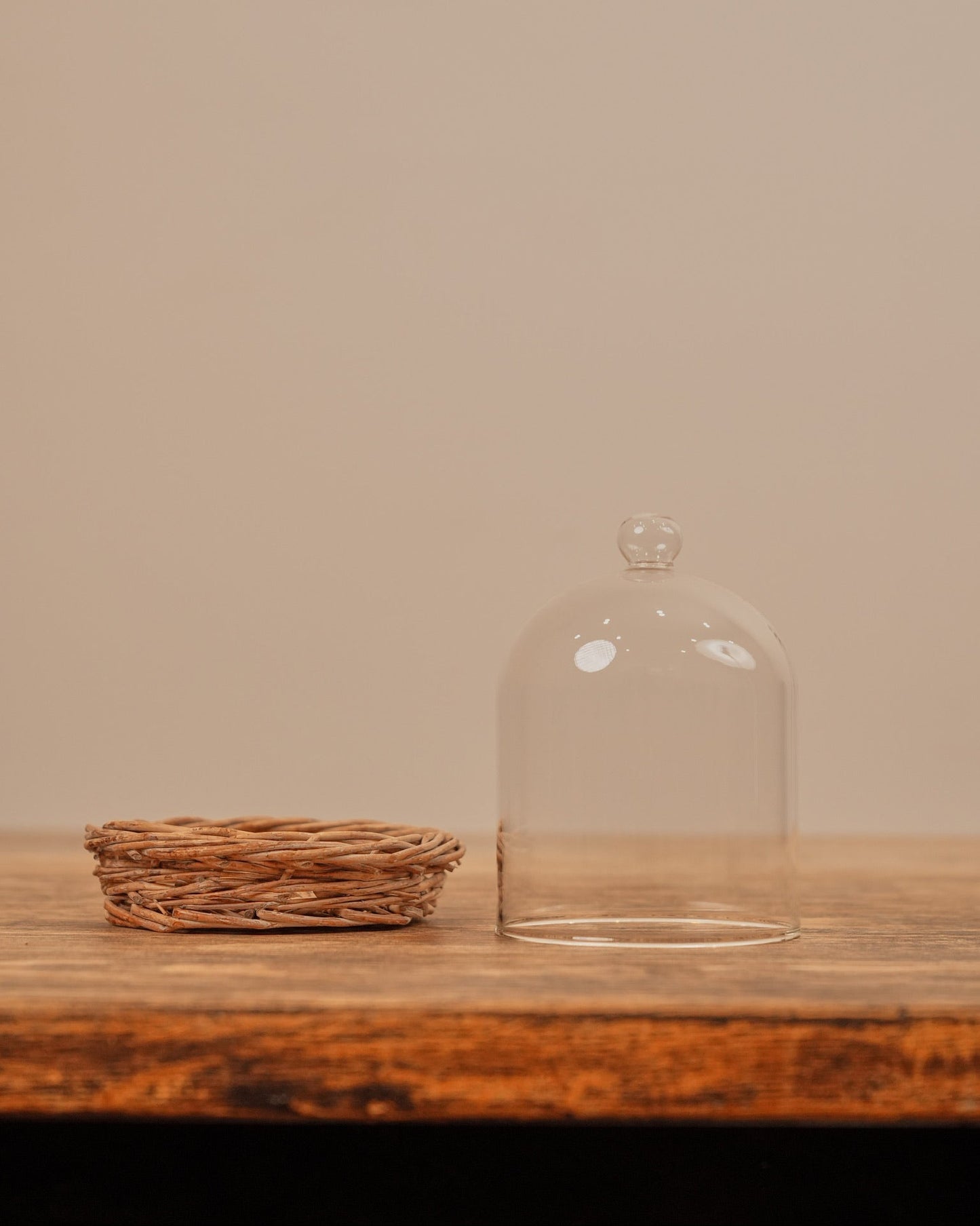 Glass Cloche with Woven Base