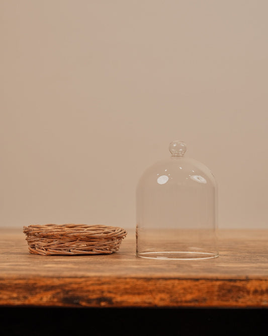 Glass Cloche with Woven Base
