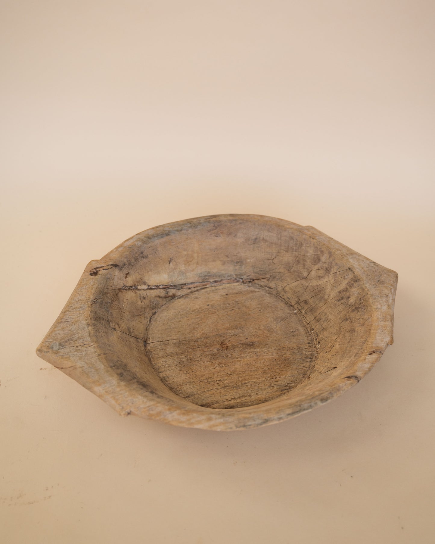 Found Reclaimed Wood Bowl with Handles