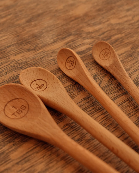 Carved Beech Wood Measuring Spoons
