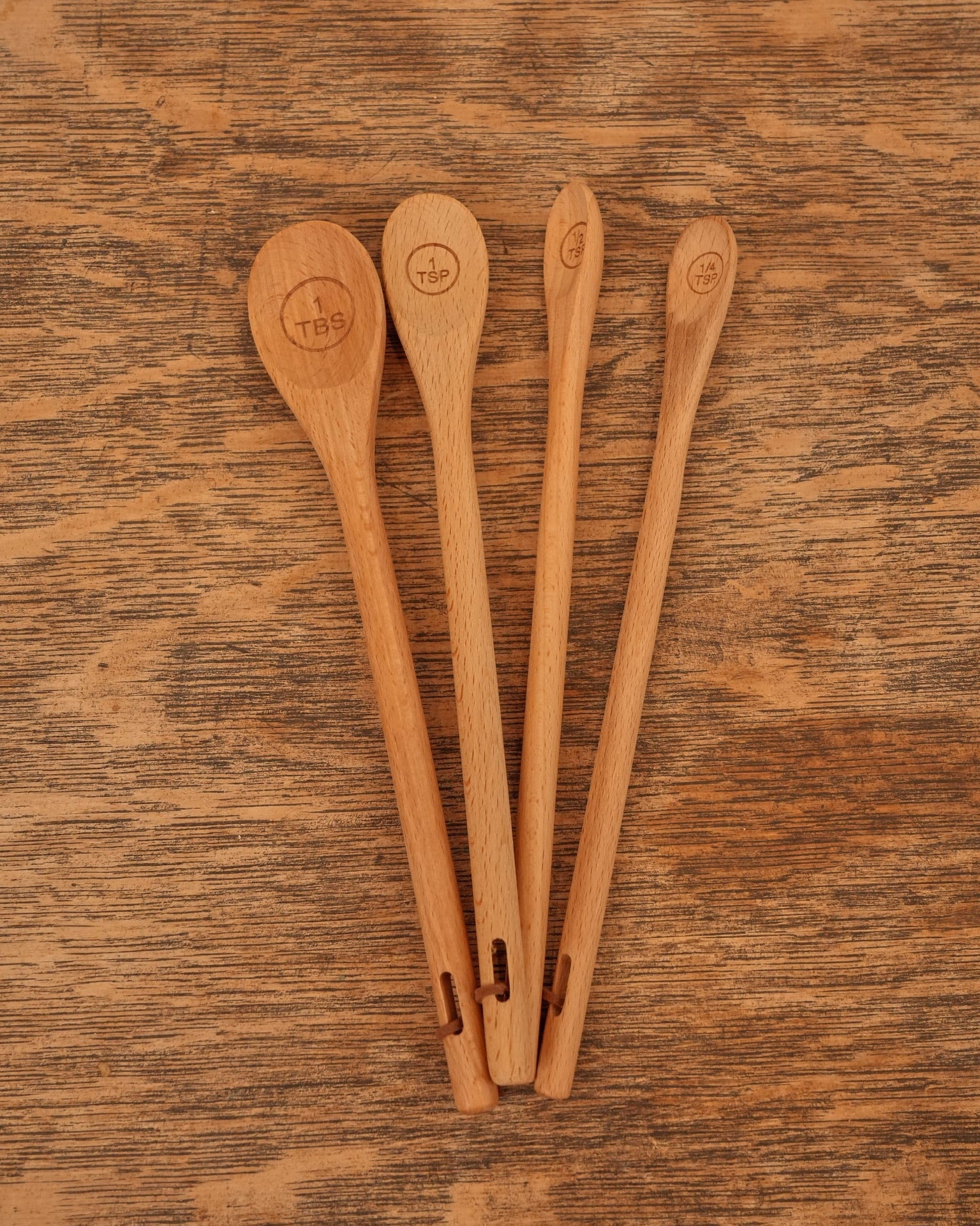 Carved Beech Wood Measuring Spoons