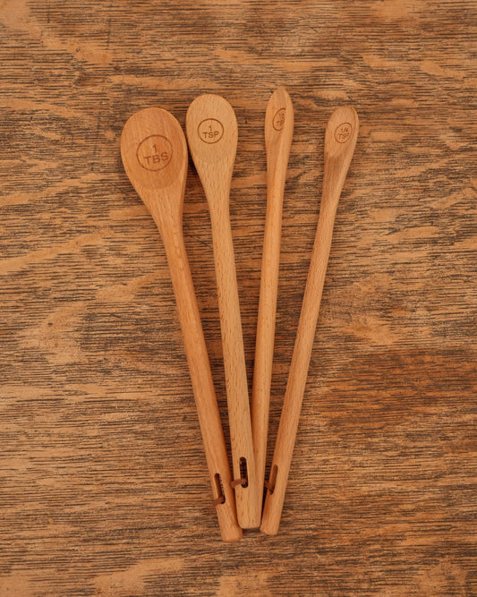Carved Beech Wood Measuring Spoons