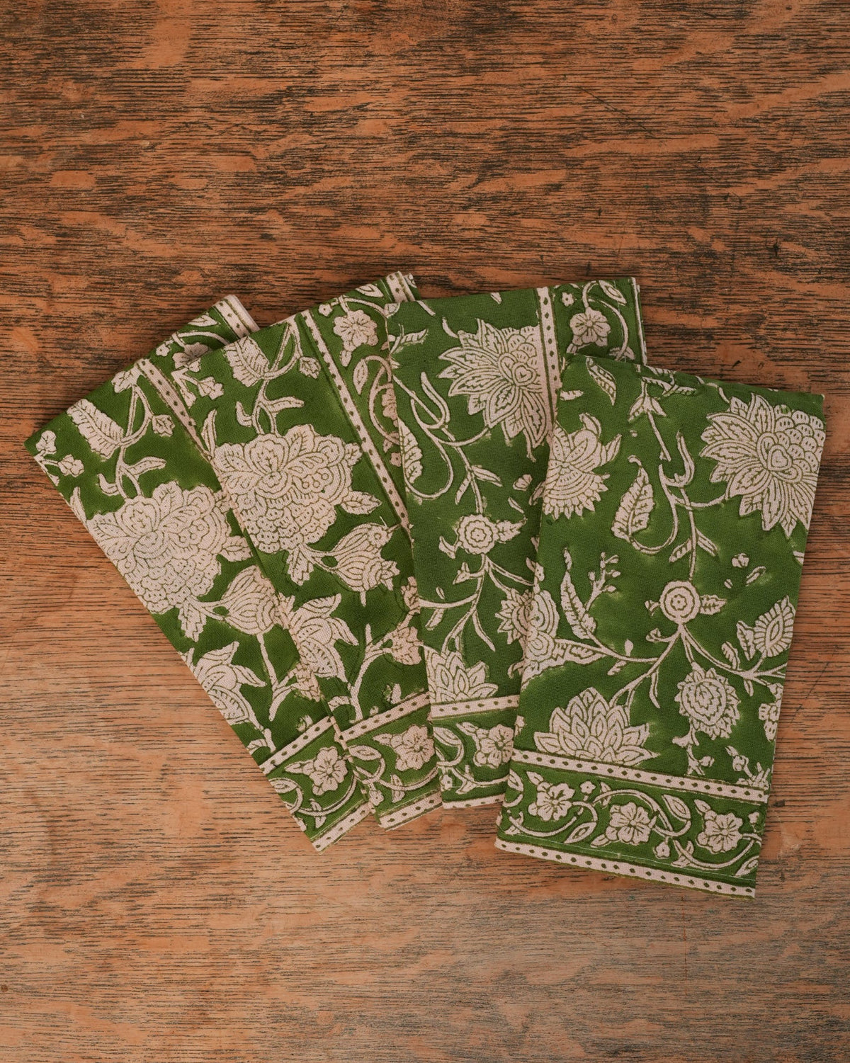 Green & White Floral Napkins