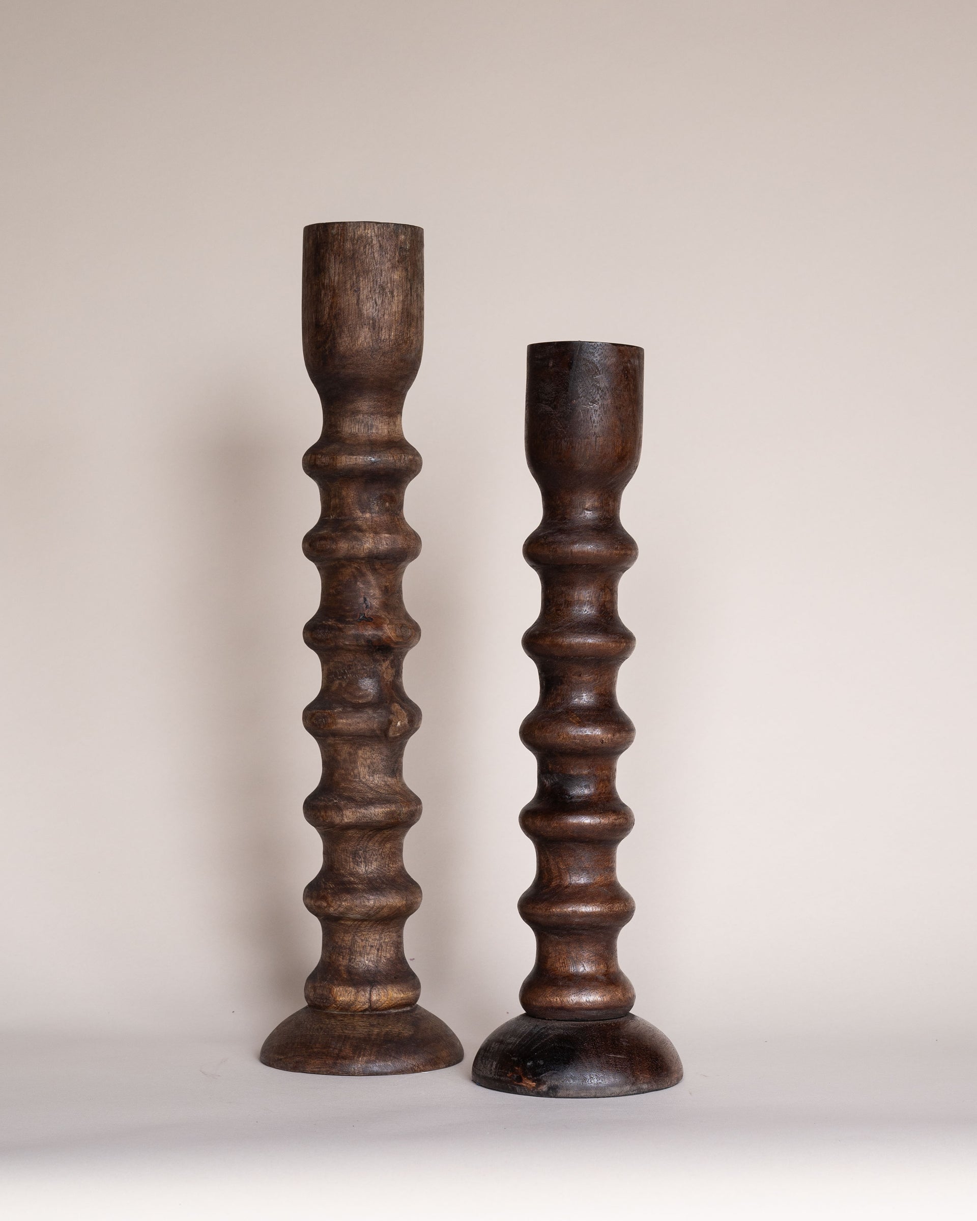 Hand Carved Walnut Taper Holder - (1) SHORT