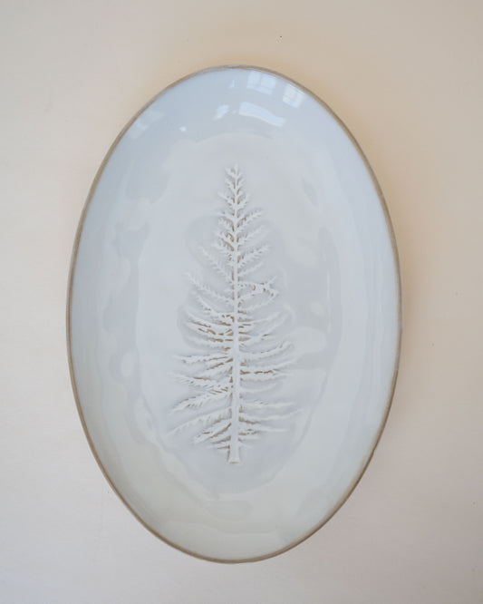 Oval Debossed Platter with Tree