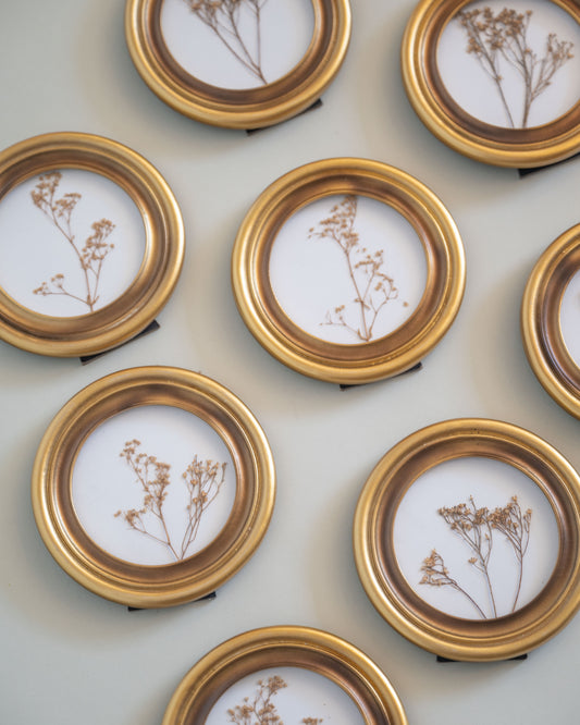 Gold Round Framed Botanicals