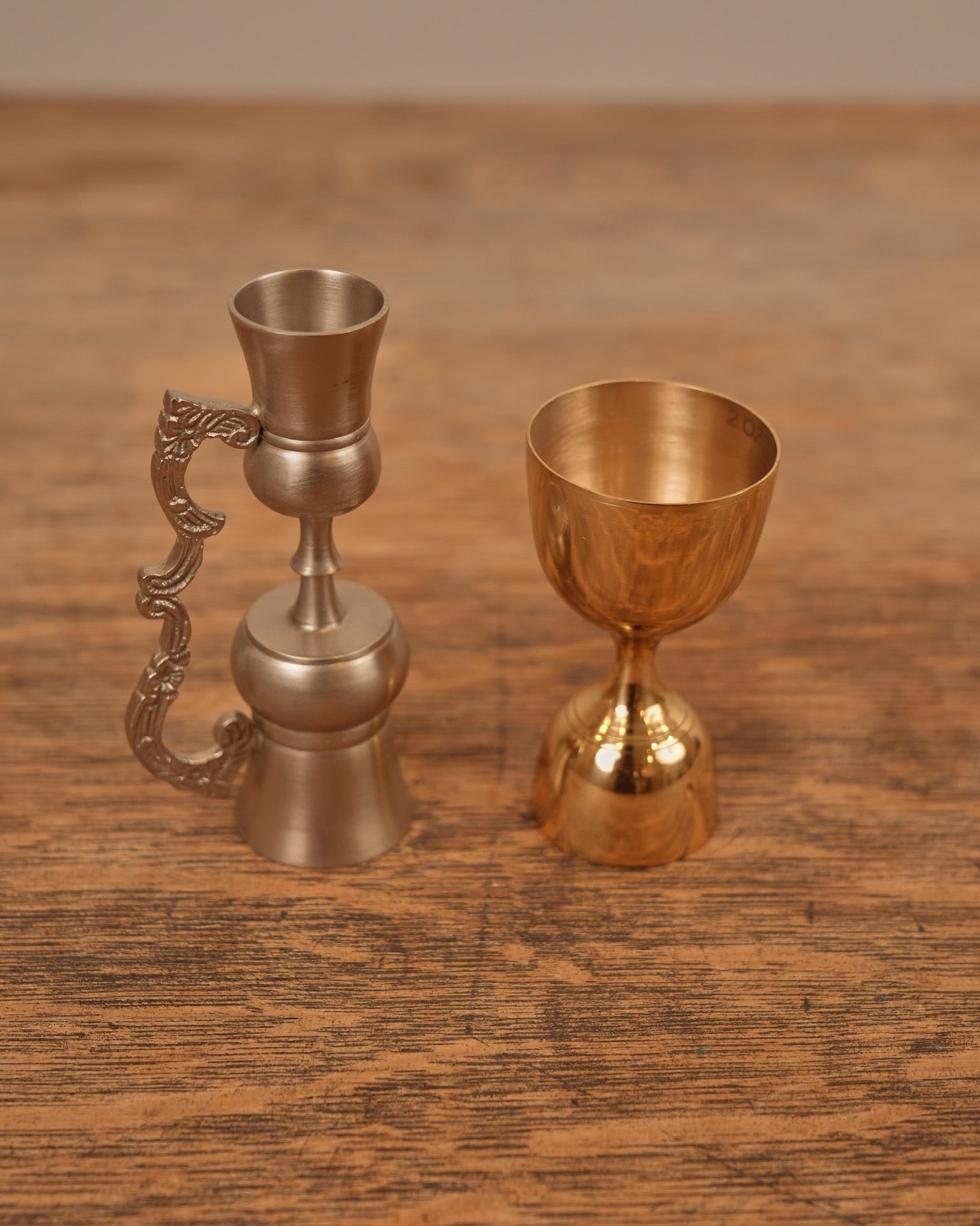 Ornate Pewter Plated Jigger