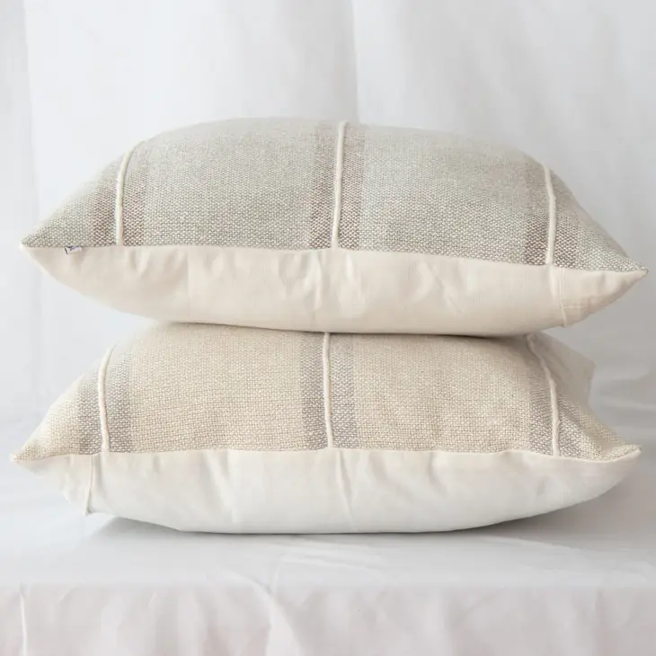 Harlow Striped Textured Pillow Cover Oatmeal