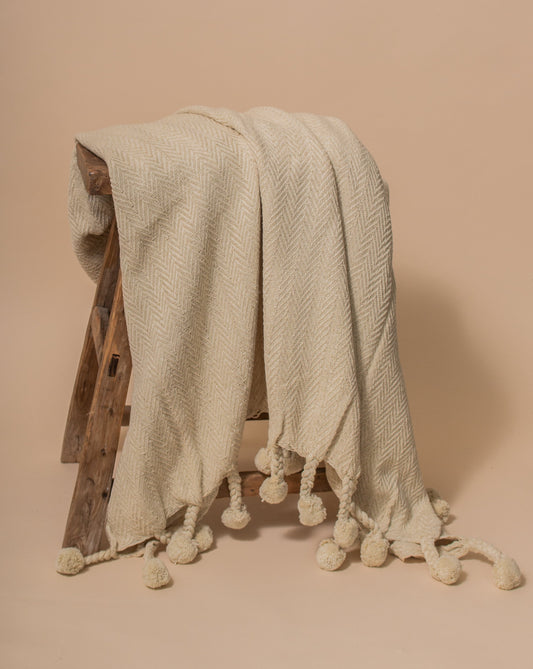 Leslie Throw Blanket- Cream