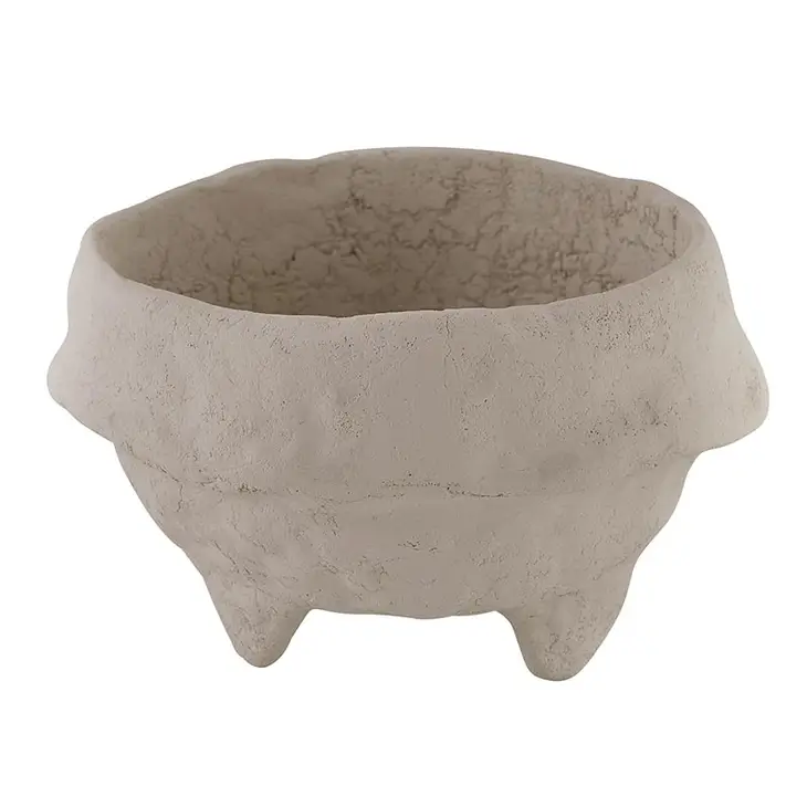 Pedestal Paper Mache Bowl Grey